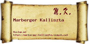 Marberger Kalliszta névjegykártya